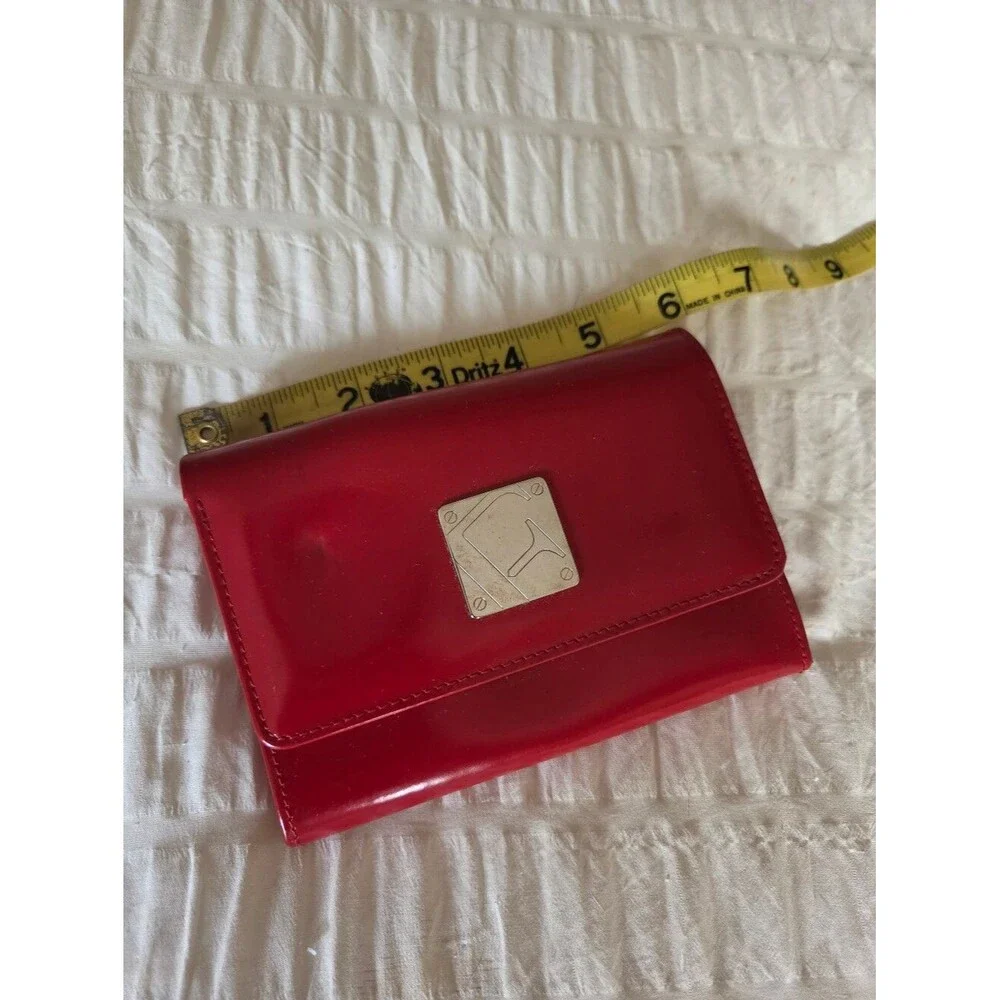 furla red leather continental wallet clutch made in italy snap closure